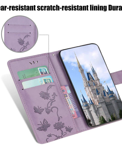 Imprint Butterfly Flower Leather Mobile Phone Case for Samsung - Libiyi