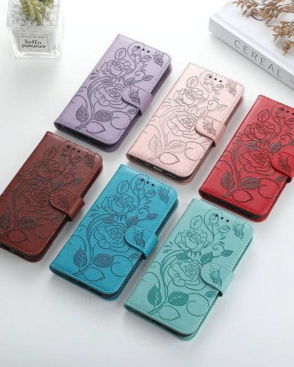 3D Embossed Rose Wallet Case For Samsung A12 - Libiyi